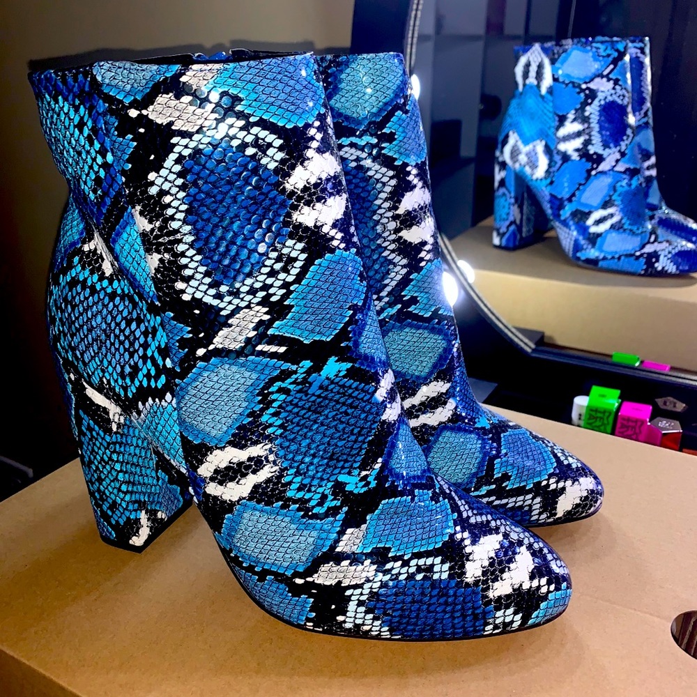 Blue (faux) Snakeskin Boots